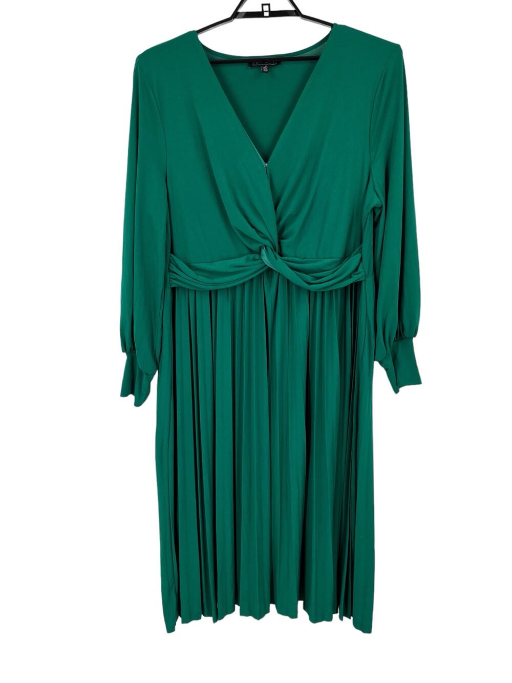 Eloquii Dress Castleton midi knot front pleated skirt green size 20